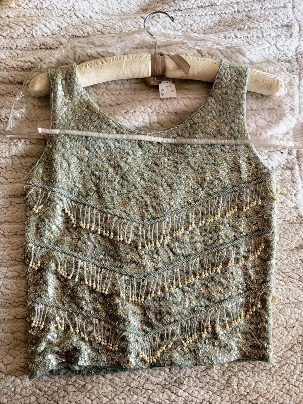 Deacons 50s 60s Vintage 100% Wool Beaded Sequin Formal Sweater Shell/ Tank MCM